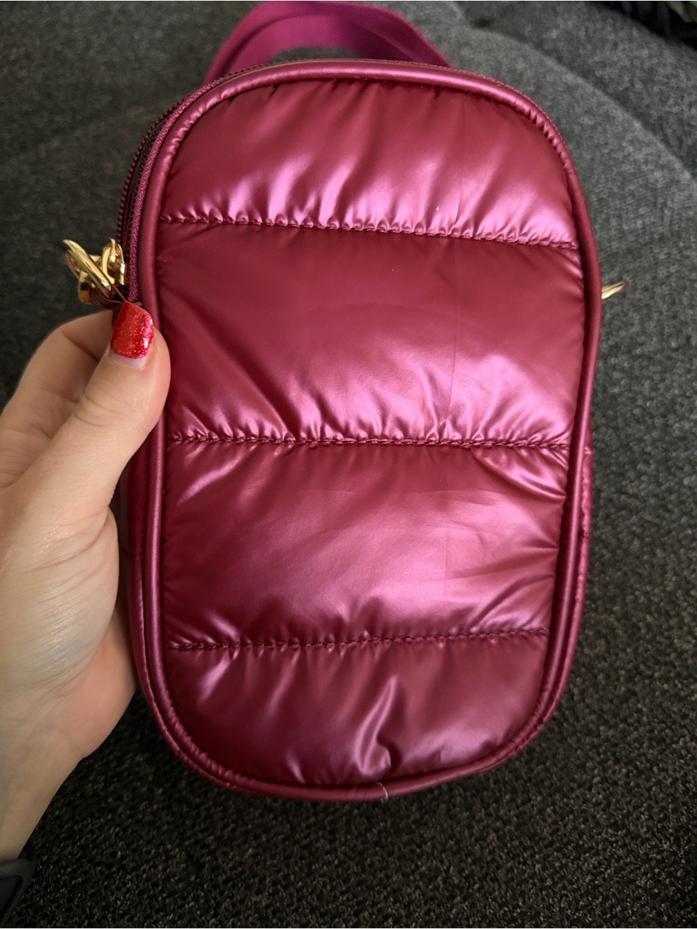 Raspberry Puffer Crossbody Bag - Picture 3 of 5